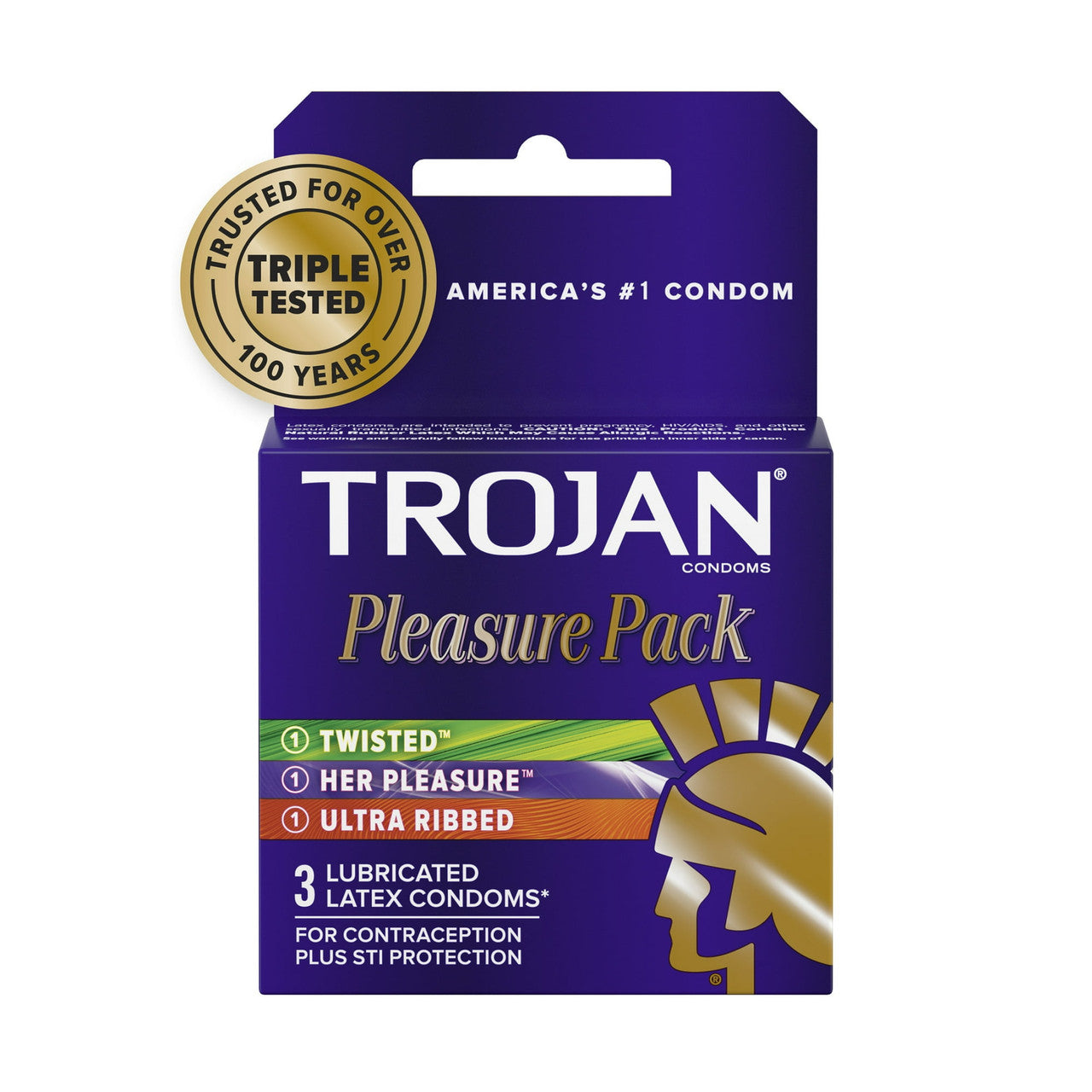 Trojan Pleasure Pack Ultra Ribbed Lubricated Condoms - 3 Ea